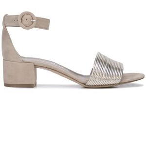 AGL Silver Multi-Band Block Heel Sandal sz 11